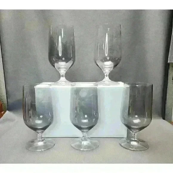 Schott Zweisel Nekar Smoke Etched Rose Crystal Iced Tea Water Glasses (Set of 5) - Picture 2 of 5